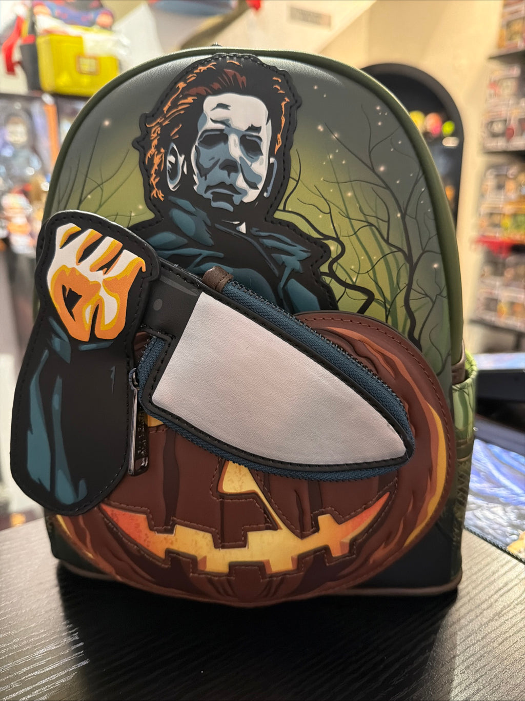 Loungefly Halloween Michael Myers Pumpkin Glow Mini Backpack With Coin Purse